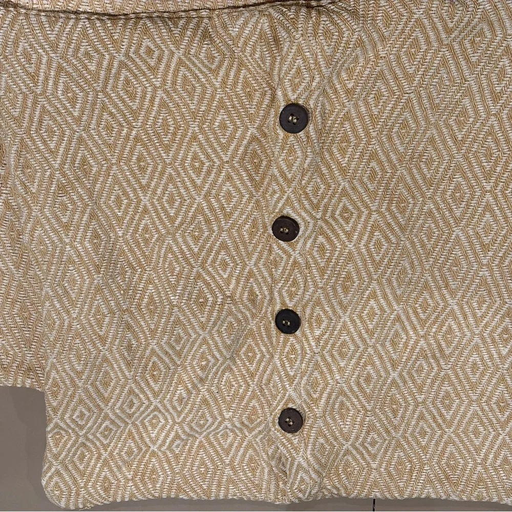 Set of 3 West Elm Gold and Cream Textured Pillows